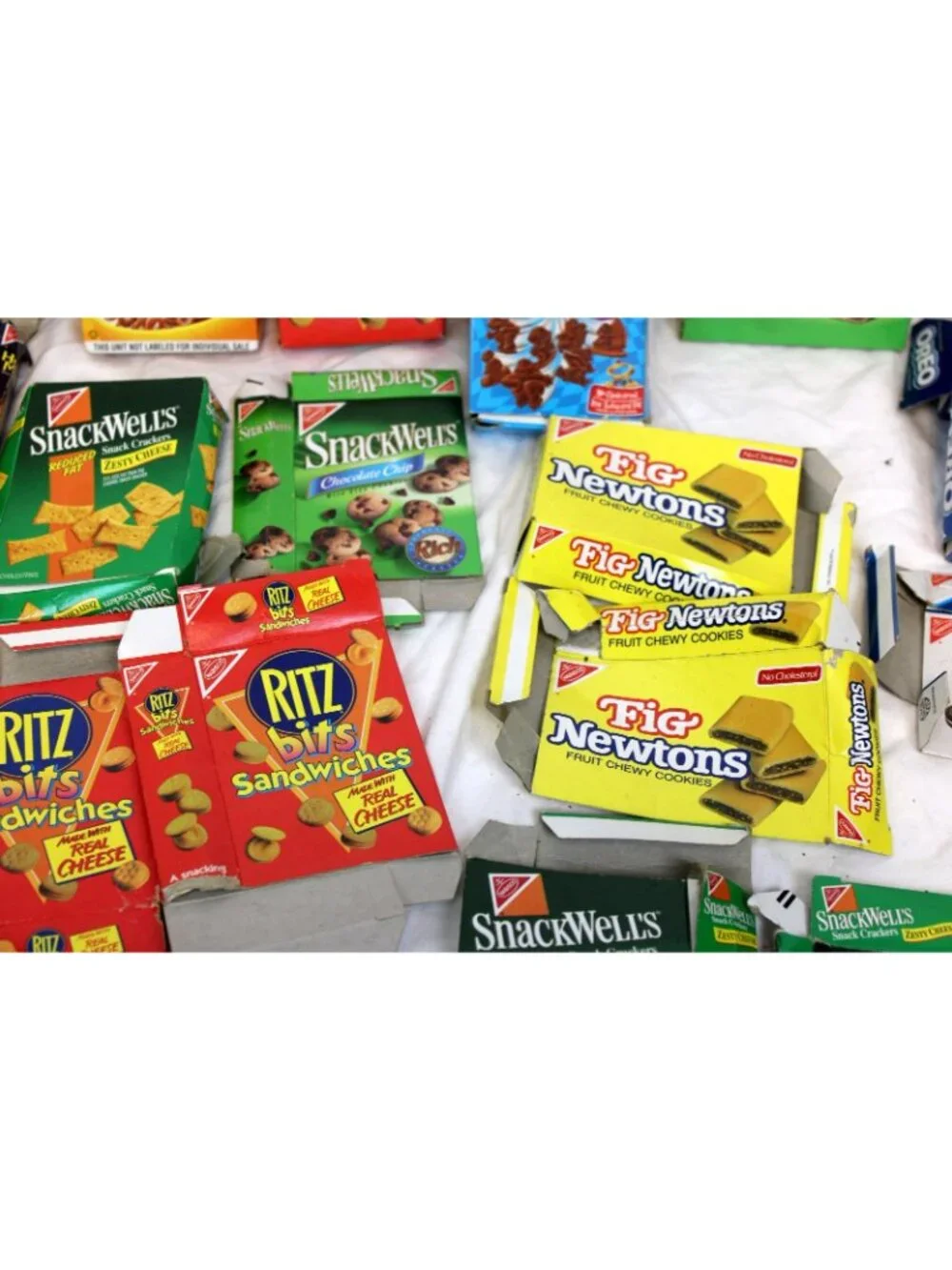 Lg Lot Cardboard Mini Snack Boxes Oreo Snackwells Ritz Vtg Crackers Cereal Play